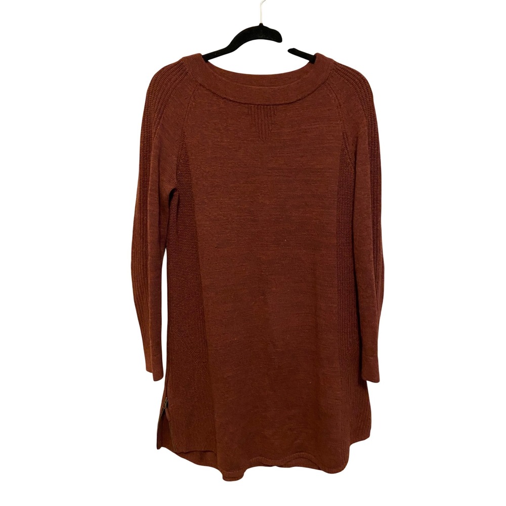 Wrap London Sweater Dress Rust Ribbed Knit Zipper Detail Size US 8
